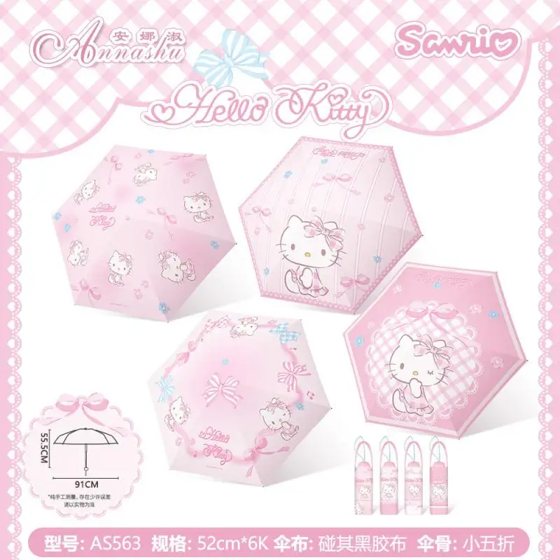 

New Fashion Cartoon Sanrios Hello Kittys Umbrella Parasol Dual Purpose Ultraviolet-Proof Good-Looking Portable Cute Gift