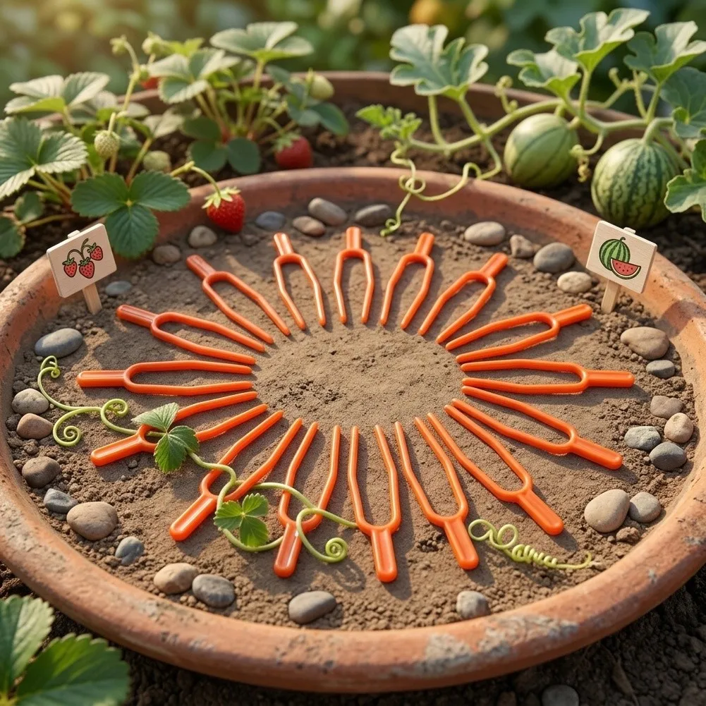 Yellow Strawberry Plant Pins Cutting Holder Pins Sturdy Plastic Construction Weather Resistant Design For Strawberry Runners