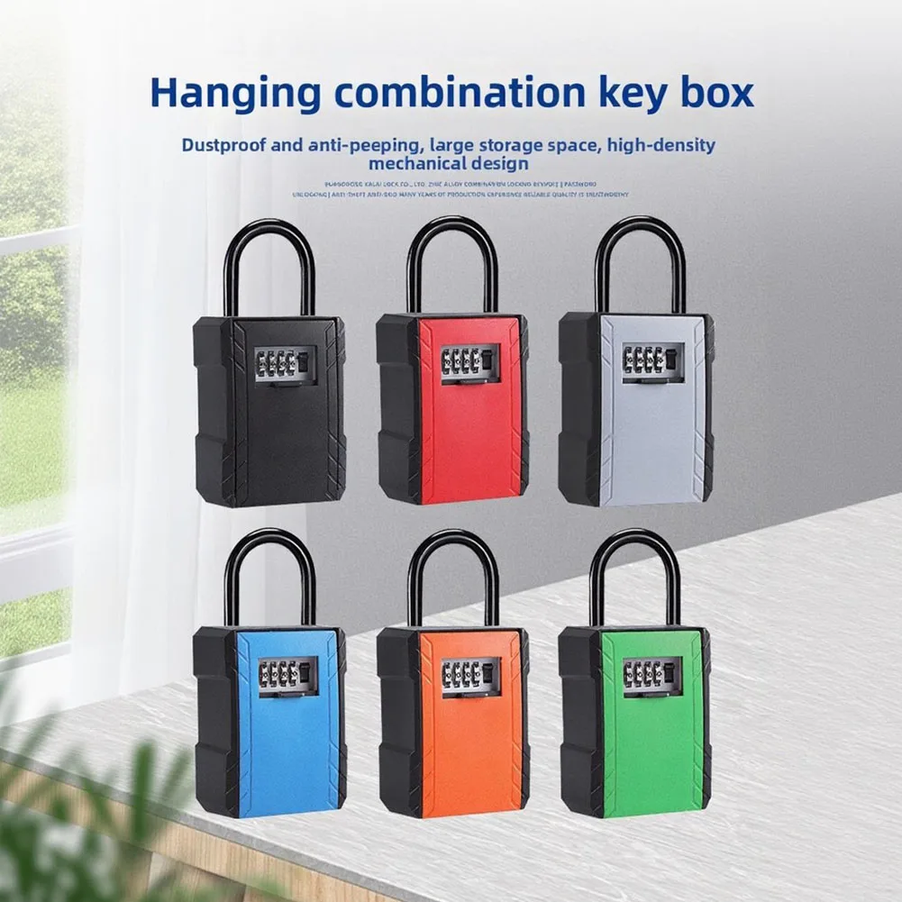 Secure Key Lock Box 4 Digit Combination Lock Waterproof Design for Exterior Use 19.3 x 6 x 9 cm Zinc Alloy ABS Build