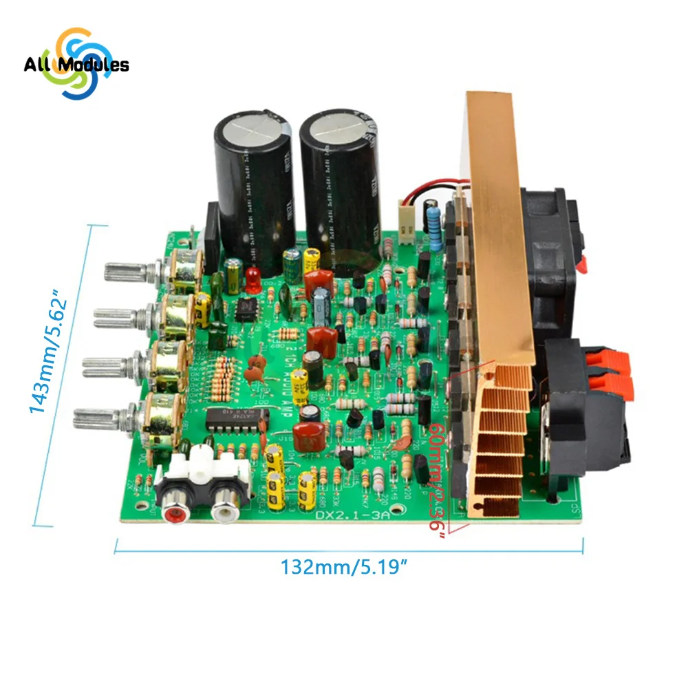 Power Amplifier Board 3×80W DX-2.1 Channel High Power Subwoofer Speaker Amplifier Board AC18-24V Low Noise