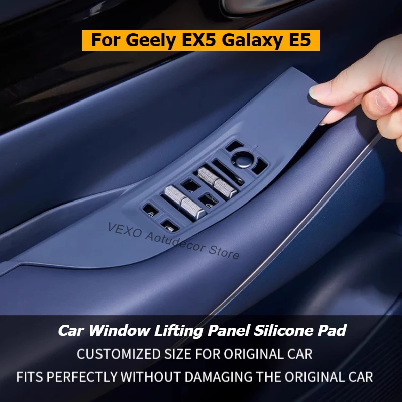 

For Geely EX5 Galaxy E5 2025 2026 2024 Car Window Lifting Panel Silicone Pad Lift Switch Protective Mat Storage Box Phone Holder