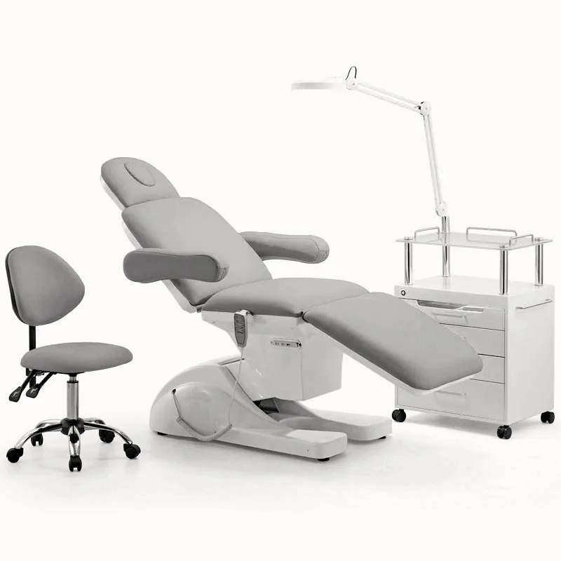 

Luxury Grey Salon Furniture Esthetician Love Facial Chair Bed Electric Beauty Bed 3/4 Motors Massage Table