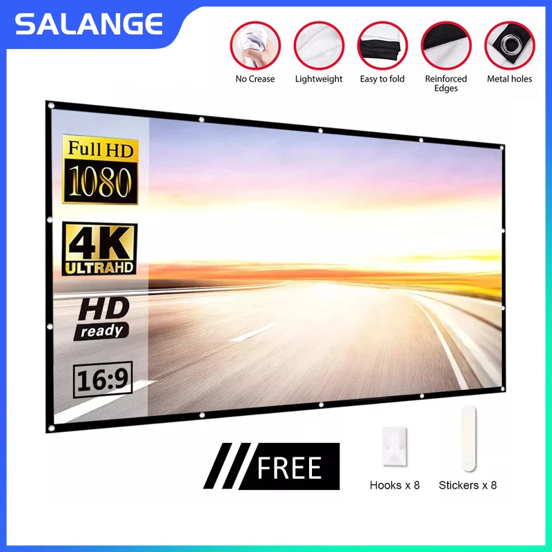 Salange Projection Screen 16:9 Folding Portable Projector screen 100 120 inch  Outdoor Movie Screen For Travel Home Theater