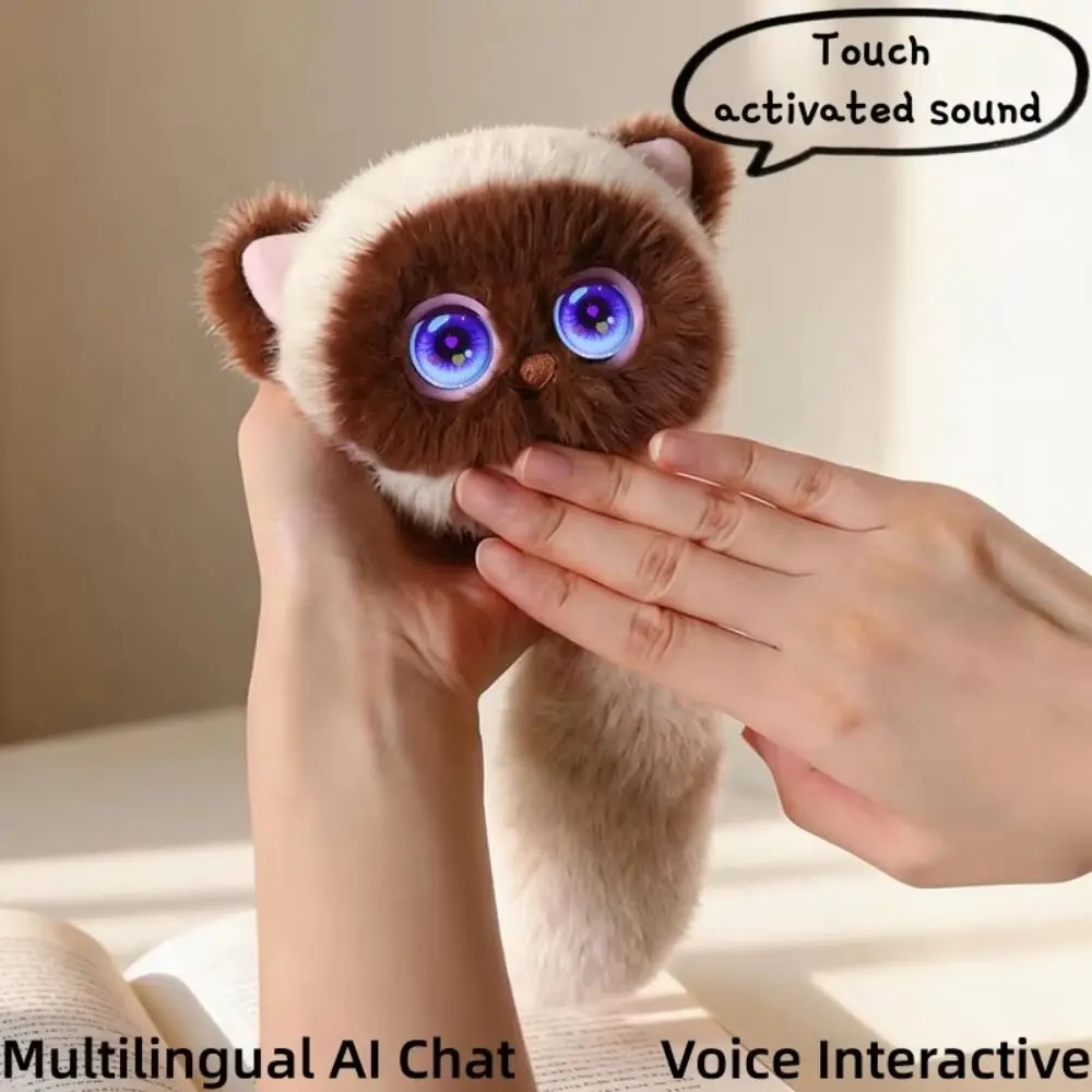 KI-Katze mit kontinuierlichem Dialog, intelligenter Sprachkommunikation, zwinkernden Interaktionen, KI-Begleiterpuppe, Schlüsselanhänger