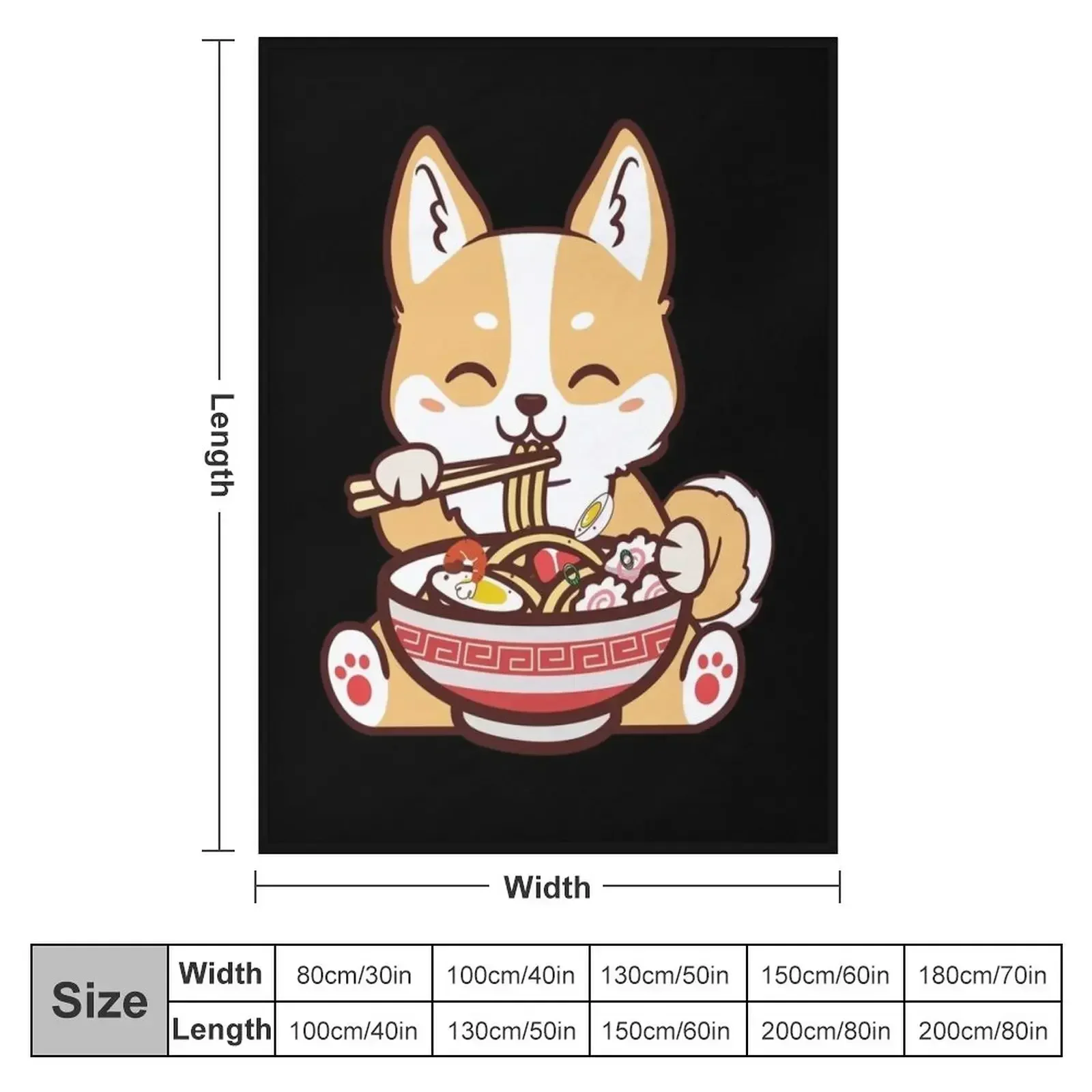 Kawaii Corgi Eating Ramen a Kawaii Corgi Eating Noodles Throw Blanket Beach Comforter Flannel Fabric Sofa Blankets