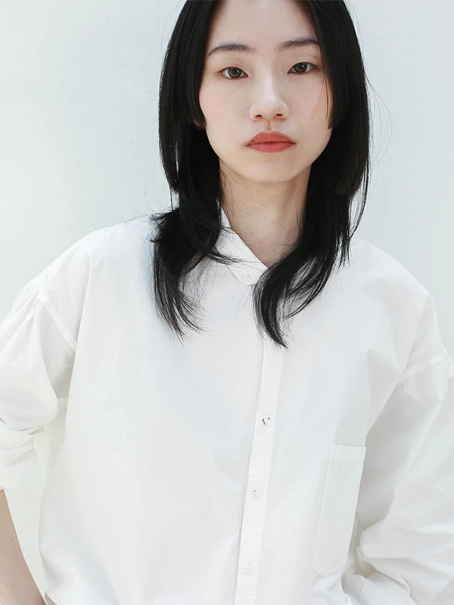 

Женская премиальная модная рубашка большого размера из хлопка с широкими рукавами и текстурированным мягким воротником, омолаживающая образ