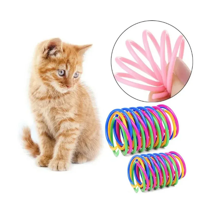4/8/16/24/32pcs Kitten Coil Spiral Springs Cat Toys Interactive Gauge Cat Spring Toy Colorful Springs Cat Pet Toy Pet Products