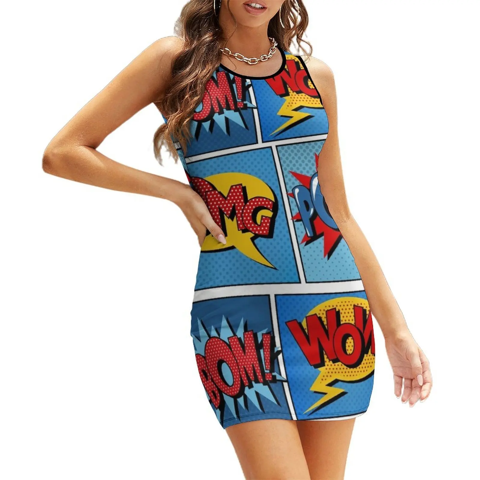 

Set of Comic Bubbles in Pop Art Style Sleeveless Sundress women party dresses birthday dresses for women