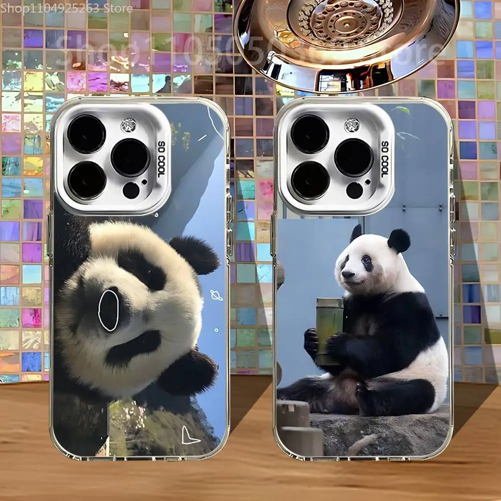 

Lovely Panda Phone Case For iPhone 16,15,14,13,12,11,Pro,XS,Max,Plus,Mini,SE4,E White Matte Shockproof Cover
