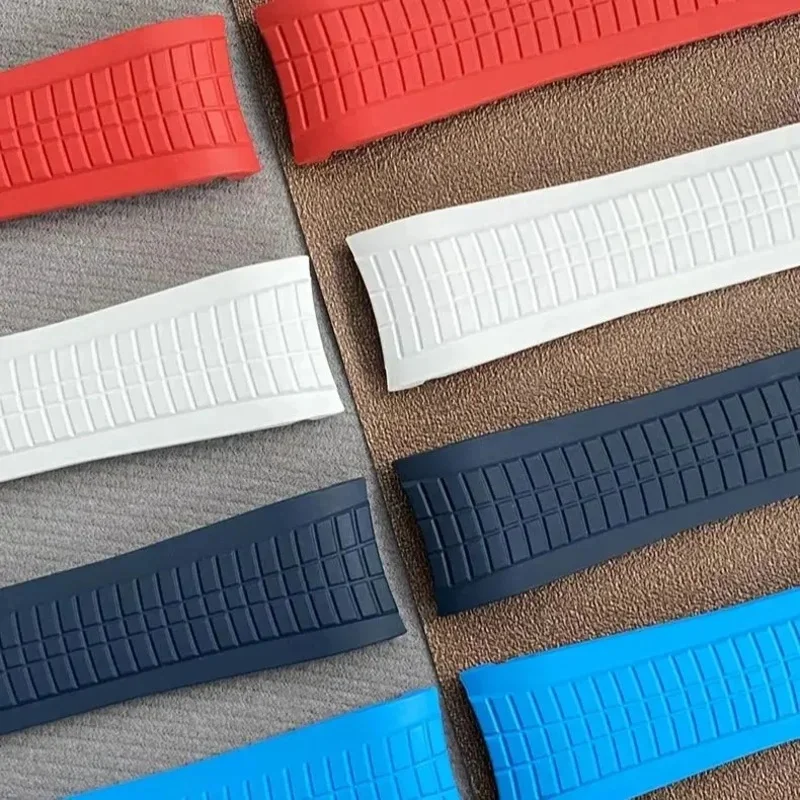 21mm Soft FKM Rubber Strap for Patek Philippe Aquanaut 5164 5167 5168 Orange Deployment Clasp Luxury Men Replacement Watch Band