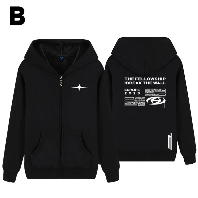 Imagem -06 - Kpop Ateez Concerto Quebrar a Parede Algodão Casual Hoodie Camisola Carta Impressão Zip Moletom Jaqueta Hongjoong Roupas de Casal