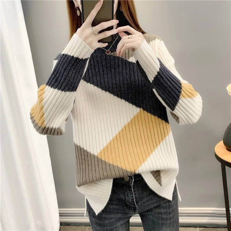 

Warm Thick Sweater Women's Autumn Winter 2025 New Women's Semi-high Collar Loose Coat Knitwear Style Undershirts Jacket