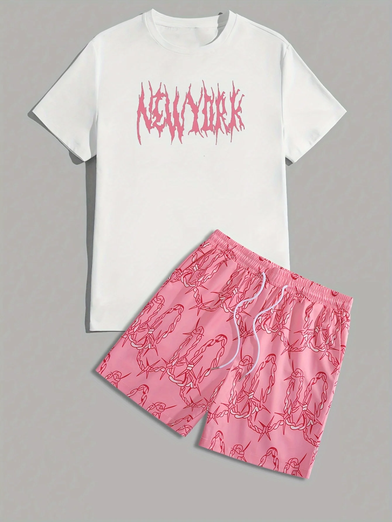 

Мужской летний комплект 2026: футболка с круглым вырезом и шорты с 3D-принтом, быстросохнущий, комфортный, дышащий, для активного отдыха и отпуска