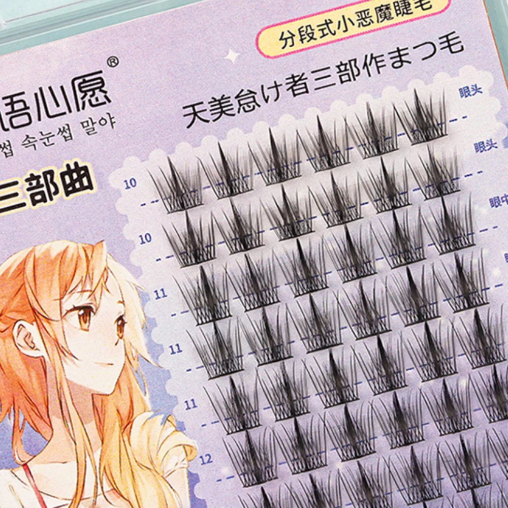 8 rzędów ultracienkich, długich rzęs w kępkach, naturalne, gęste, w stylu japońskiej grupy dziewczyn, do samodzielnego nakładania, narzędzie do makijażu.