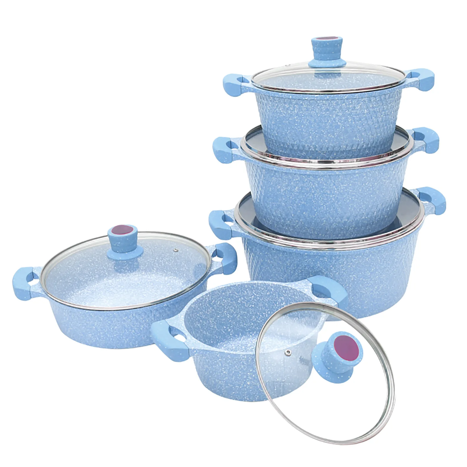 Hot-Selling Custom Color Kitchen Cookware Set Kitchen Aluminum Pot Set Die-Cast Cookware Set Non-Stick Internal Coating