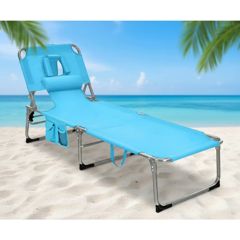 

5-позиционное регулируемое пляжное кресло с отверстием для лица, складное кресло для загара для кемпинга и путешествий на открытом воздухе