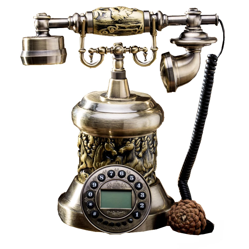 Push Dial Telephone Vintage Landline Phones, Corded Phone with Caller ID, Ringtone Select Call storage for Home and Decoration