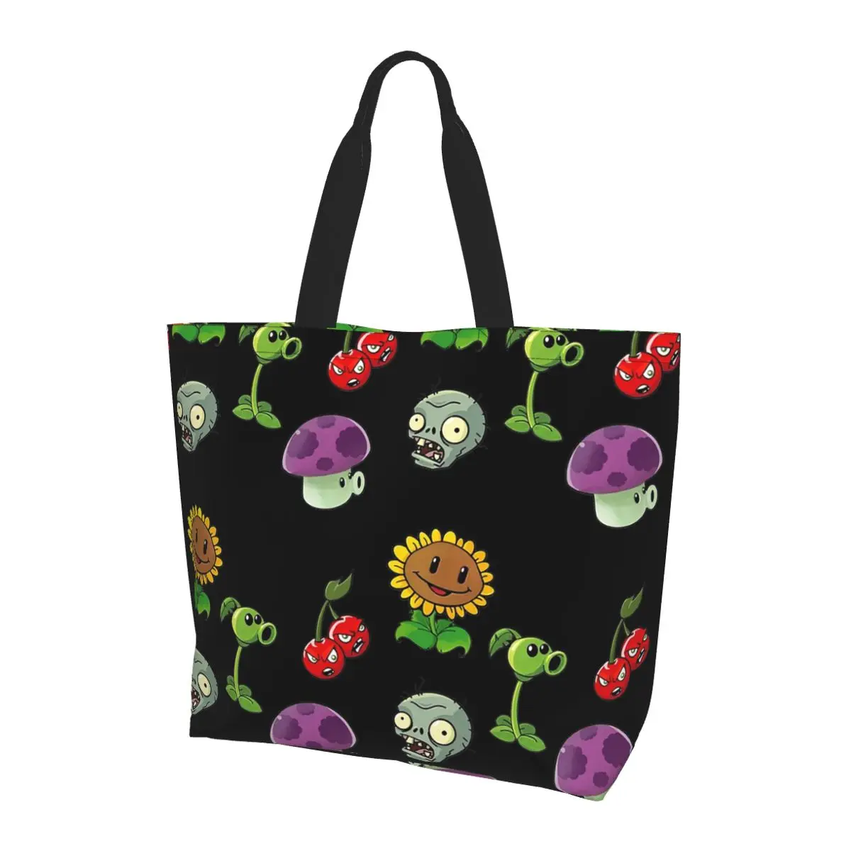 Plants Vs. Zombies Combo Shopping Tote Bag Canvas Large Capacity Shoulder Bags Shopper Grocery Handbag for Women