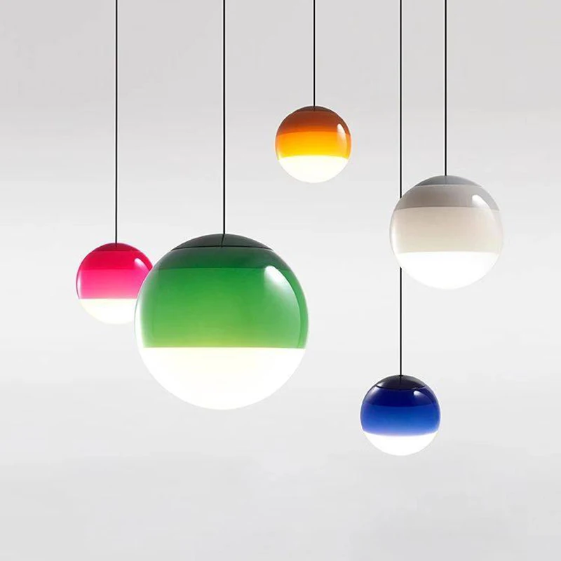 

Скандинавский градиентный цветной подвесной светильник: стеклянный шар, светодиодная лампа для столовой, спальни, ресторана, современный креативный светильник-баллон