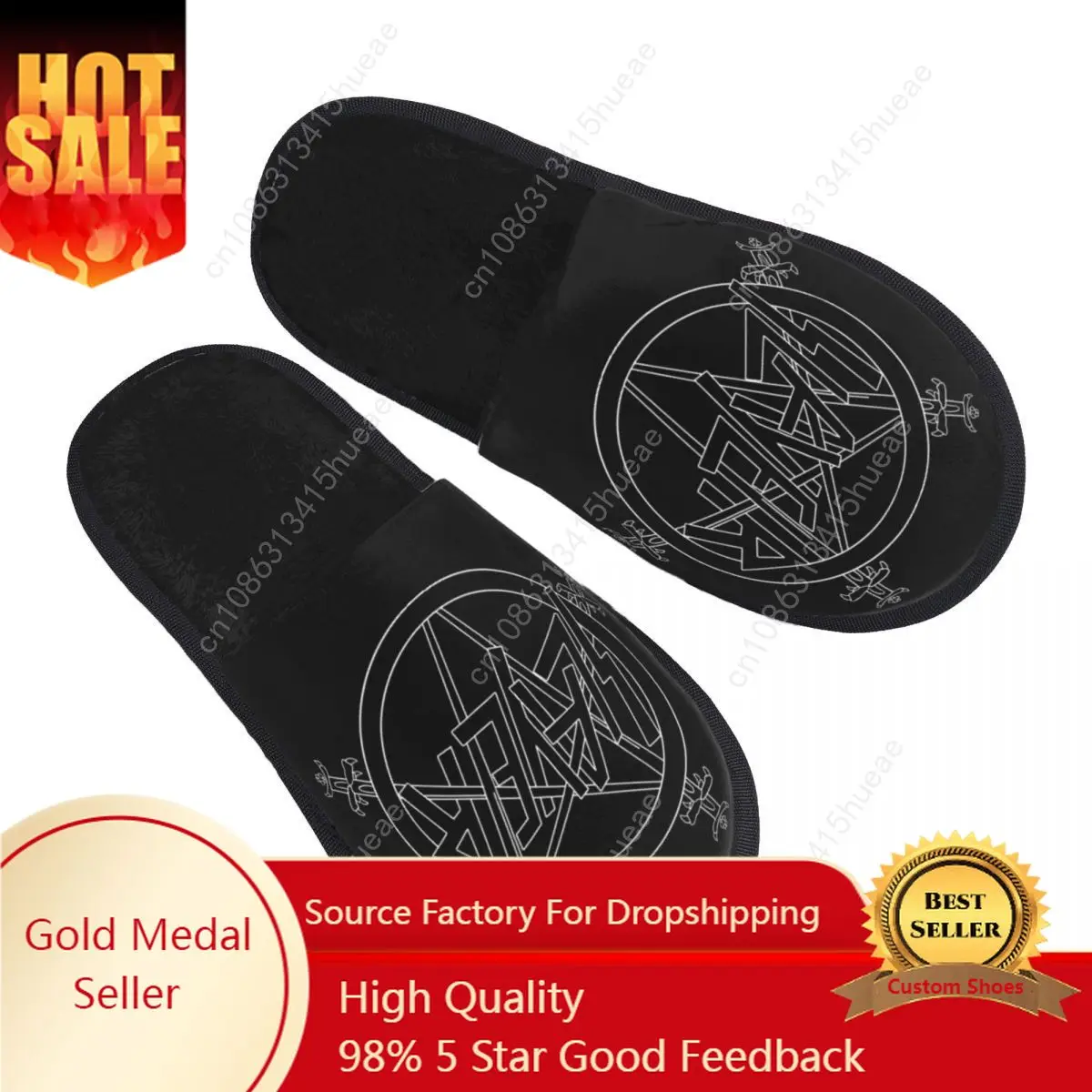 

Custom Print Women Symbol Slayers House Slippers Cozy Warm Heavy Metal Rock Memory Foam Fluffy Slipper Indoor Outdoor Shoes