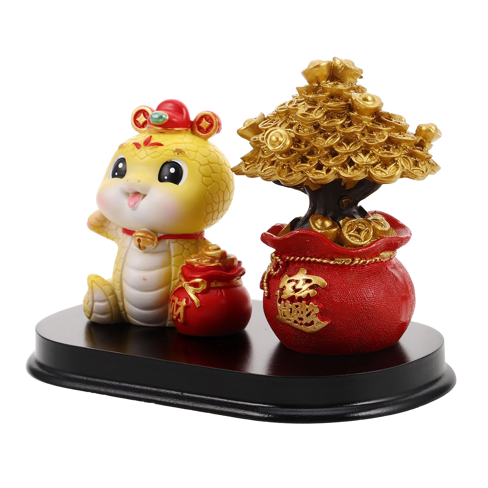 

Resin Craft Coin Tree Zodiac Snake Statue Chinese Fortune Coins Home Office Dashboard Decoration Prosperity Gift