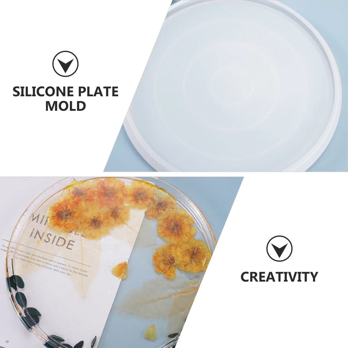 

1Pcs Round Mirror Silicone Plate Mold Soft Flexible Cast Epoxy Resin DIY Craft Tray Custom Coaster Silicone Mold for Art