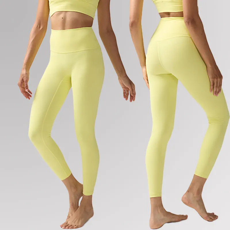 Mallas de cintura alta con sensación desnuda para mujer, mallas deportivas para correr y Yoga, mallas ajustadas para gimnasio energético, mallas de entrenamiento informales