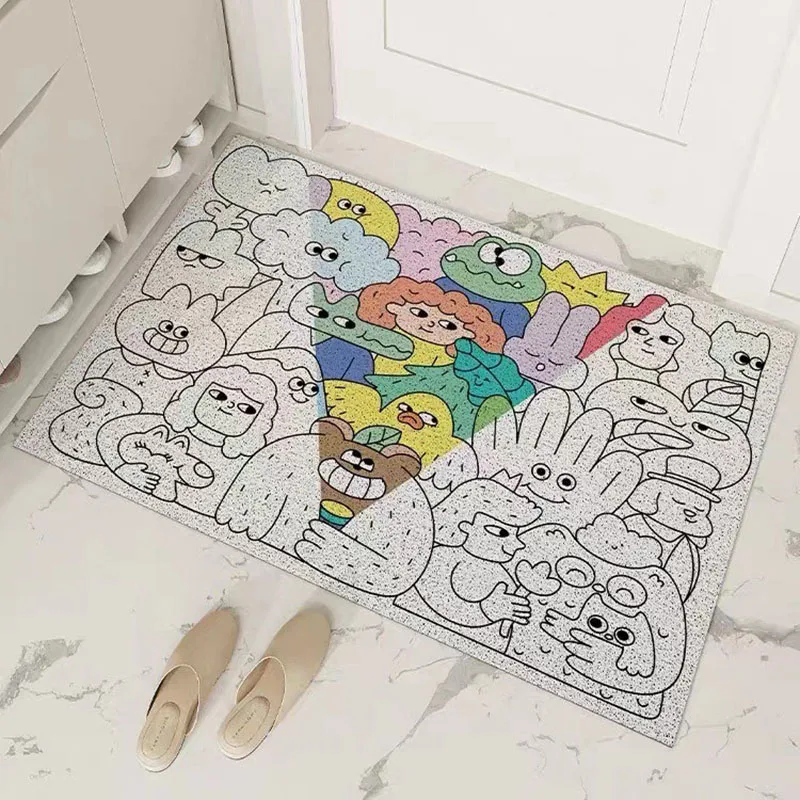 

Creative Cartoon Entrance Doormat Anti-slip PVC Floor Mats Ins Style Entry Porch Hallway Entryway Home Decor Dust Removal Carpet