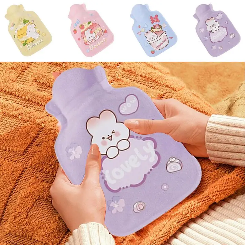 Hot Water Bag Hand Warmer Winter Plush Hot Water Bottle Cute Cartoon Design Plush Hand Warmer for School Travel Home Outdoor