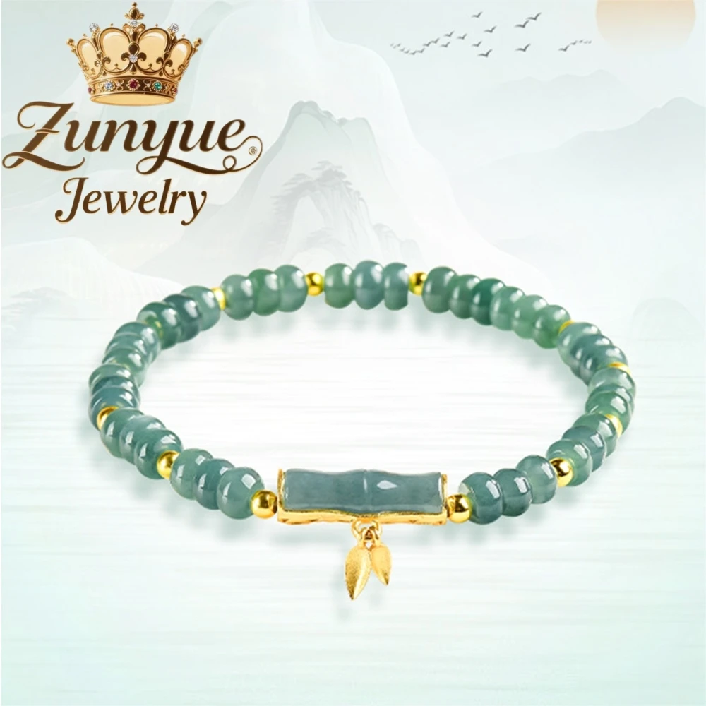 

Natural A-Grade Jade Blue Water Rising Steadily Bracelet S925 Silver Inlaid Bracelet Ice Jade Women's Fashion Charms Bracelet