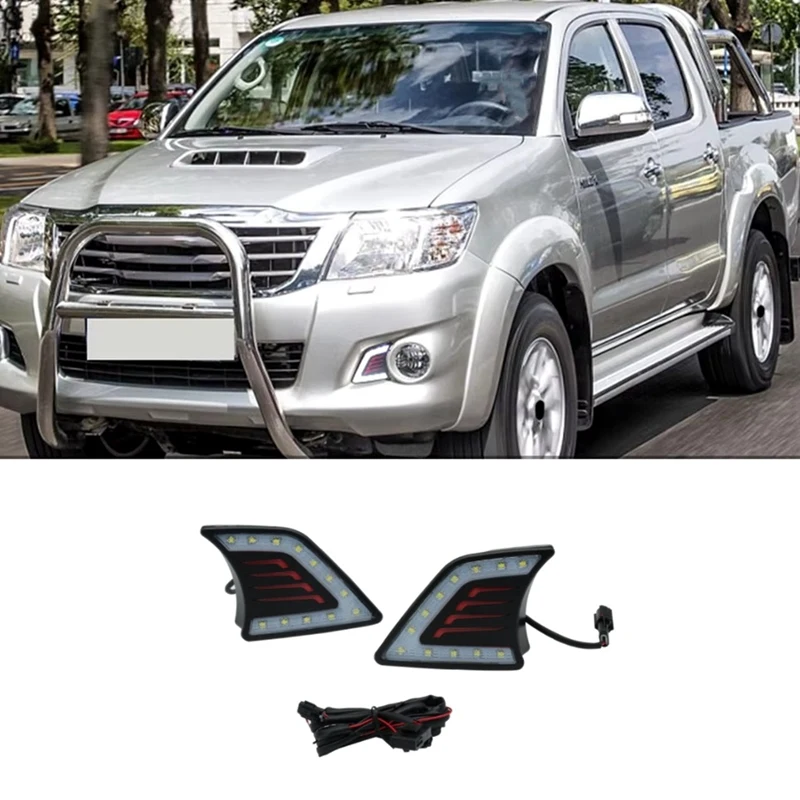 For Toyota Hilux Vigo 2012 2013 2014 2015 LED DRL Daytime Running Light Fog Lamp Front Bumper Light