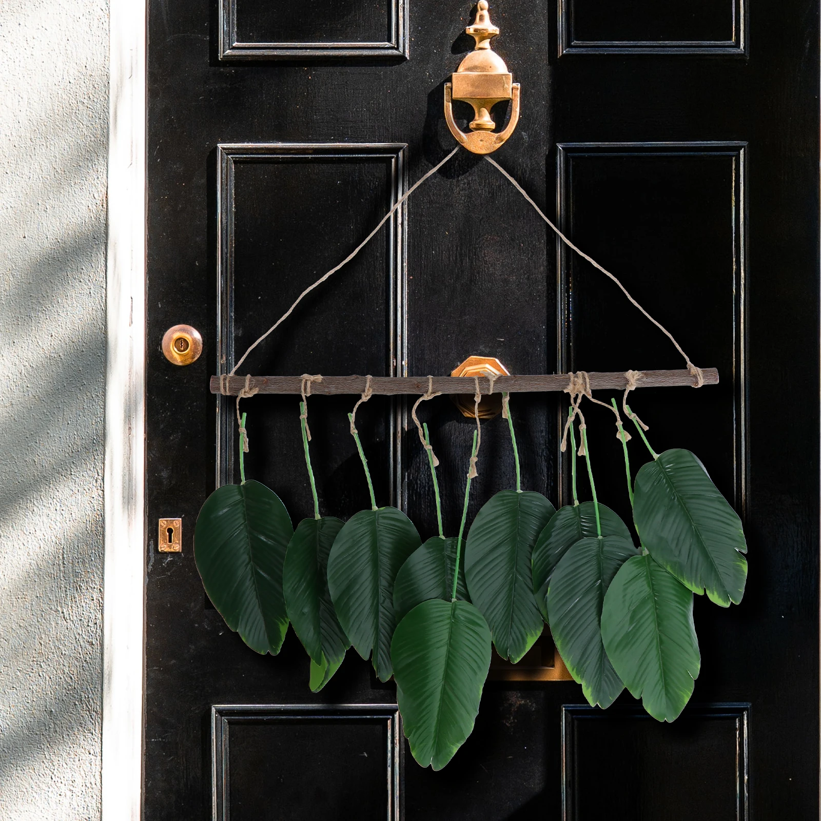 

Artificial Green Plants DecorPlants Wall Hanging Fake Leaf Adornment Faux Bohemia Rustic Hemp Rope Plant Decor Pendant Home