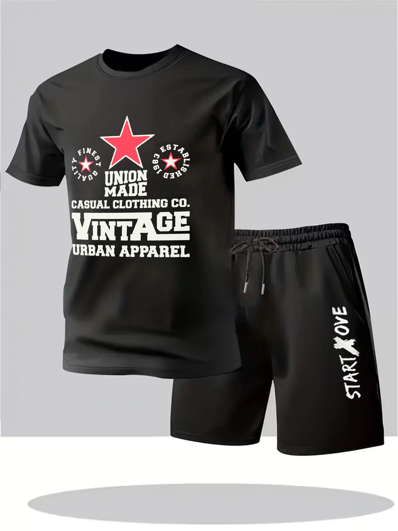 

Мужской летний комплект 2025: тонкий спортивный костюм-двойка из полиэстера с графическим принтом для мужчин