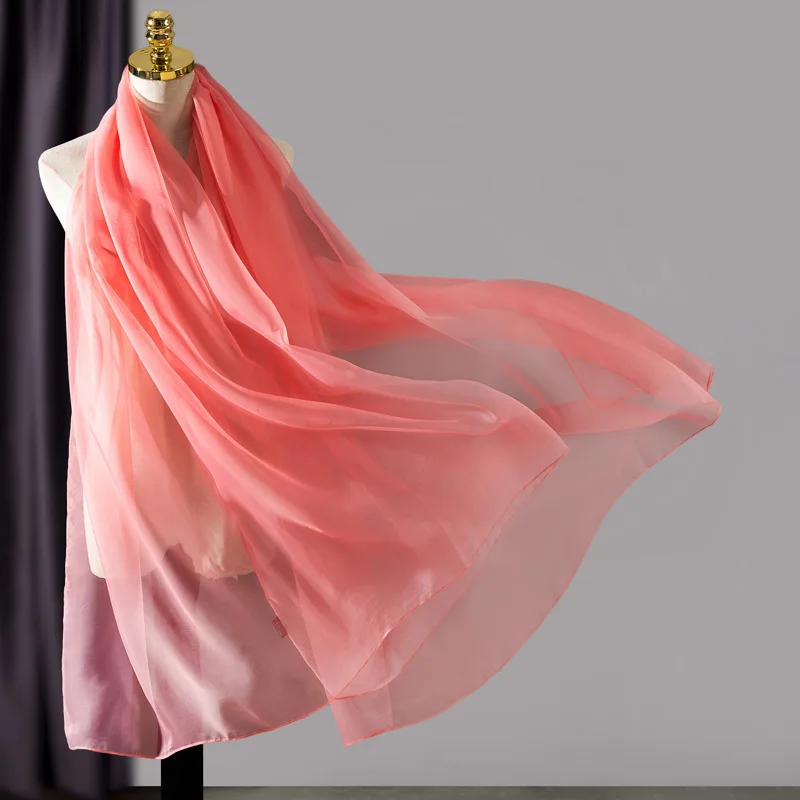Korean Solid Transparent Chiffon Travel Holiday Beach Towel Sunscreen Shawl Female Summer Air Conditioning Ice Silk Scarf M10