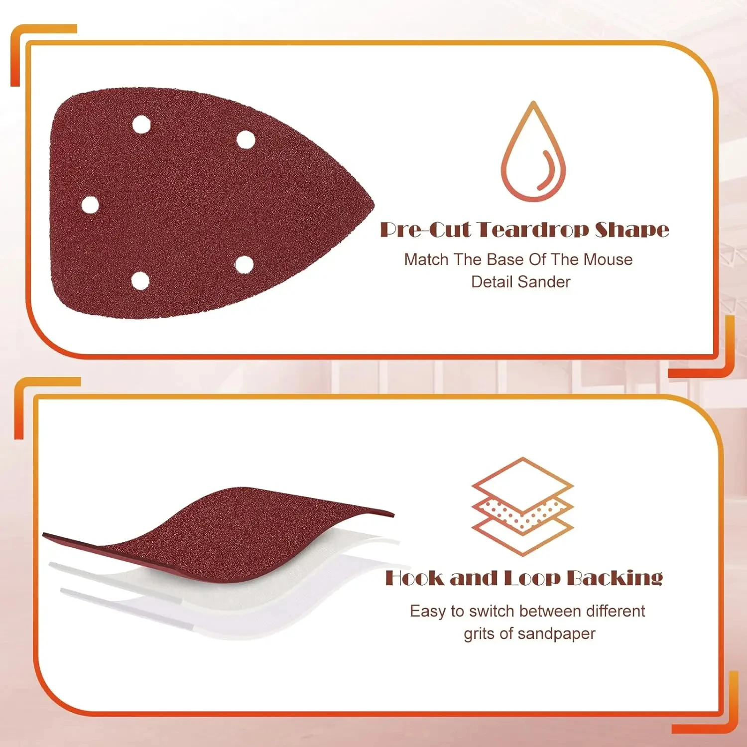 Papel de lija para lijadora de detalles de ratón, 98x140x140mm, 61 Uds. Con almohadilla para pulir, surtido de gancho y bucle de 60-400 Girt para pulir y lijar