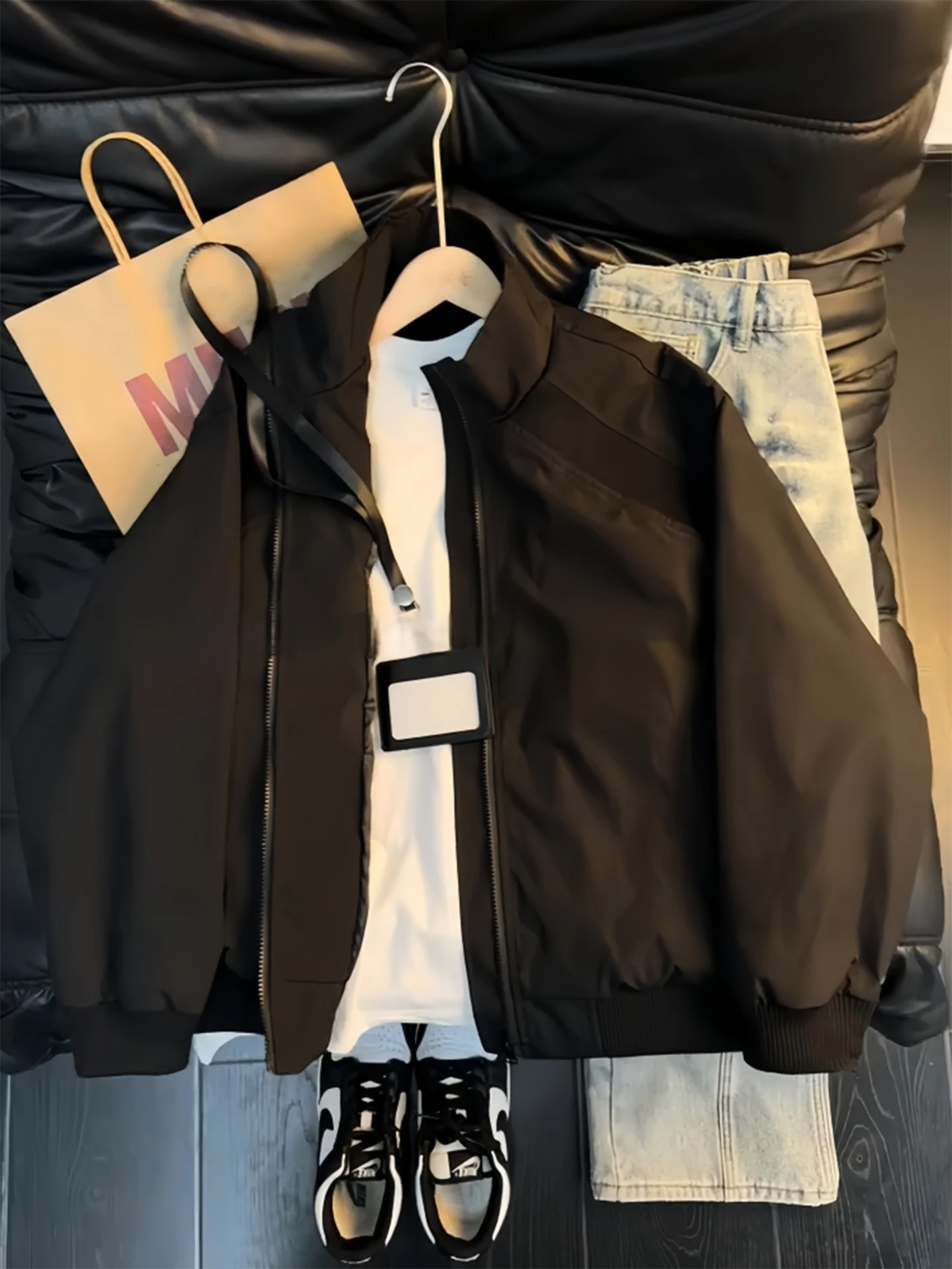 

Мужская куртка-бомбер в американском стиле, демисезонная, утепленная, из полиэфирного волокна, с длинными рукавами