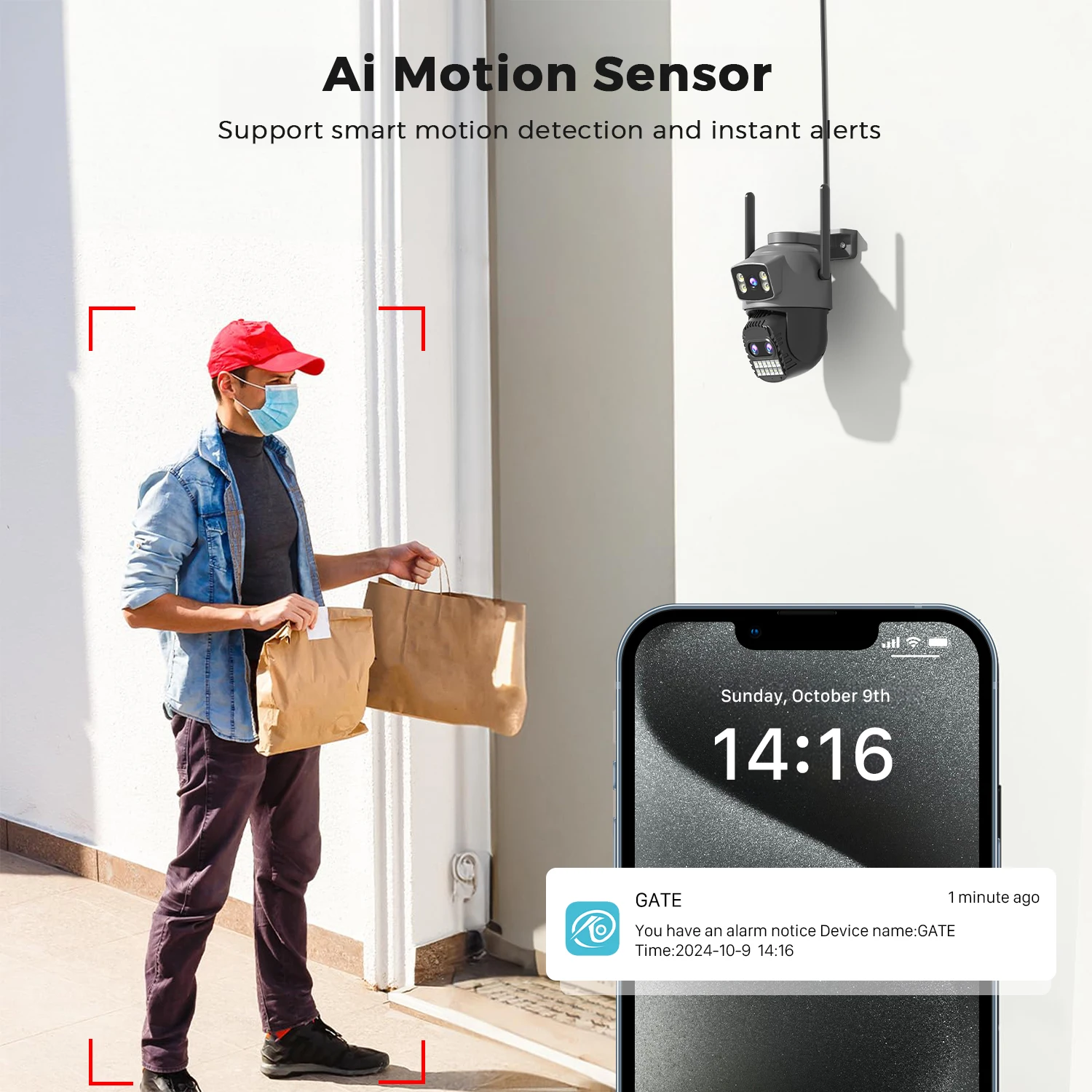 Imagem -04 - Câmera ip de 15mp Ptz Wifi 10x Zoom Óptico ao ar Livre Câmera de Vigilância de Vídeo Três Lentes Tela Dupla Detecção Humana Cctv Segurança