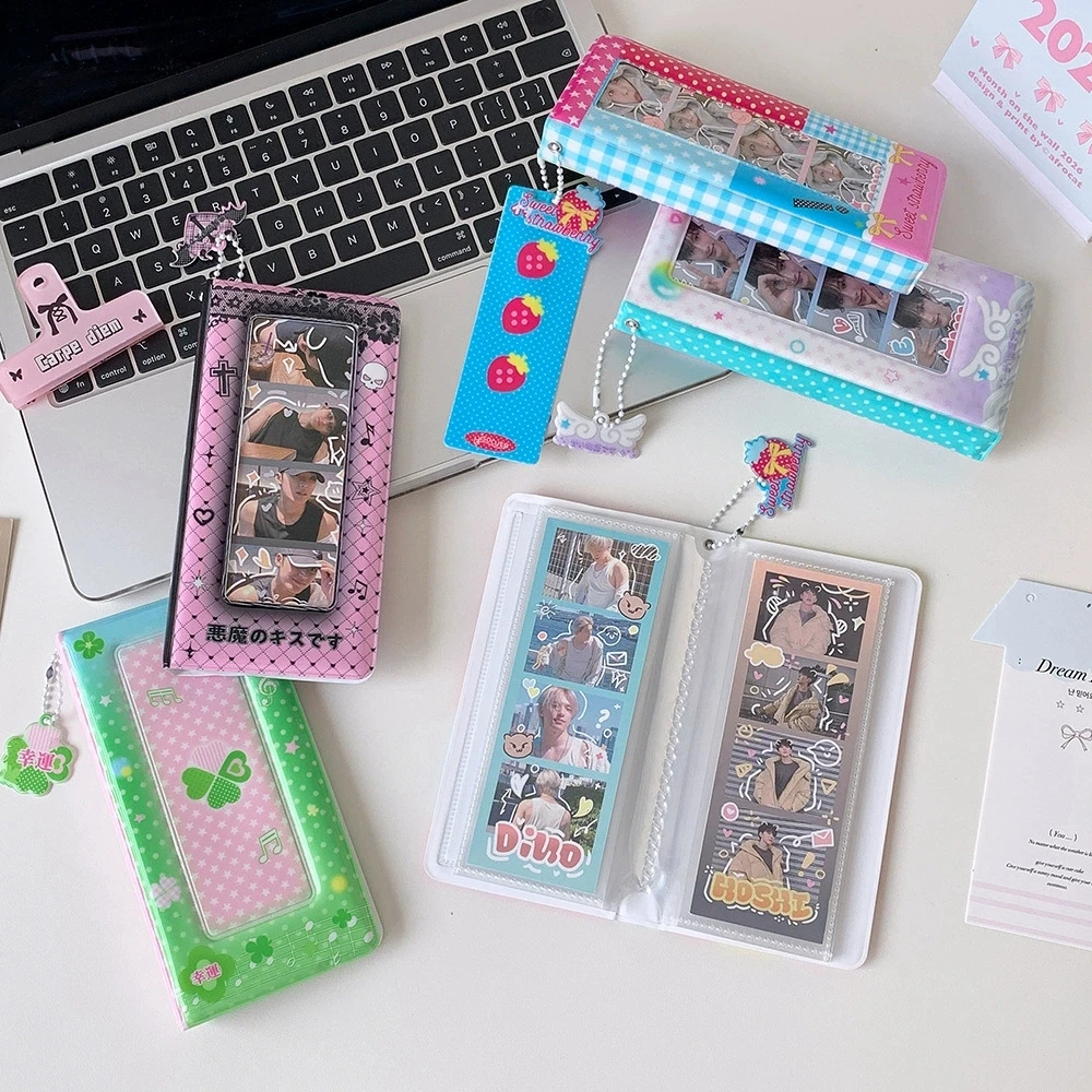 Multicolors Photo Booth Album Book Cute Cartoon Photocard Holder Book with 40 Pockets Photo Strip Holder for Wedding Anniversary