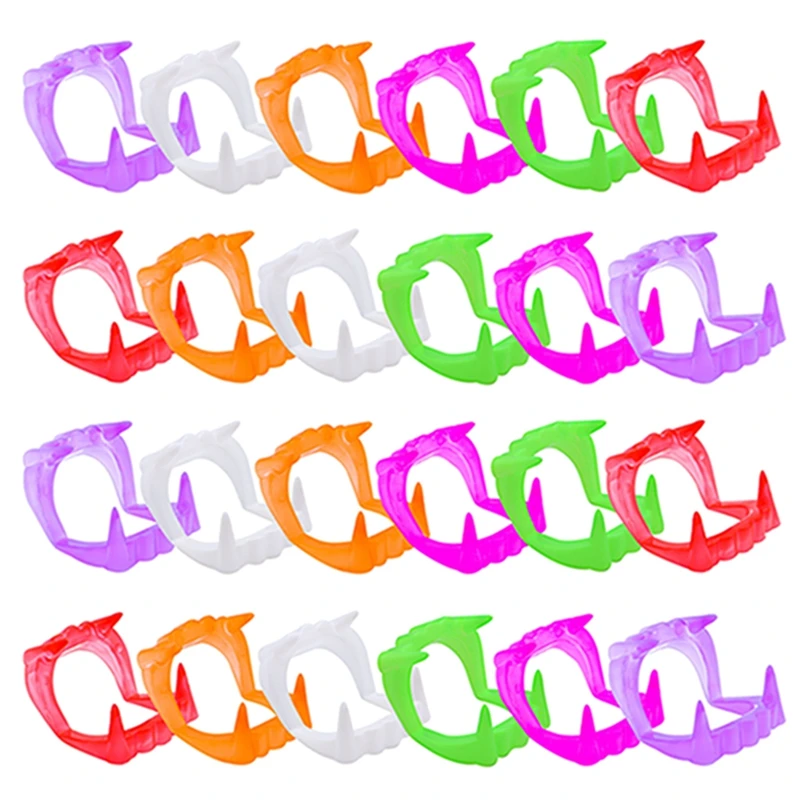 10/20/50 Uds. Dientes de vampiro accesorios para fiesta de Halloween mascarada vestir Cosplay niños dientes postizos tirantes fantasma regalos de guardería juguete