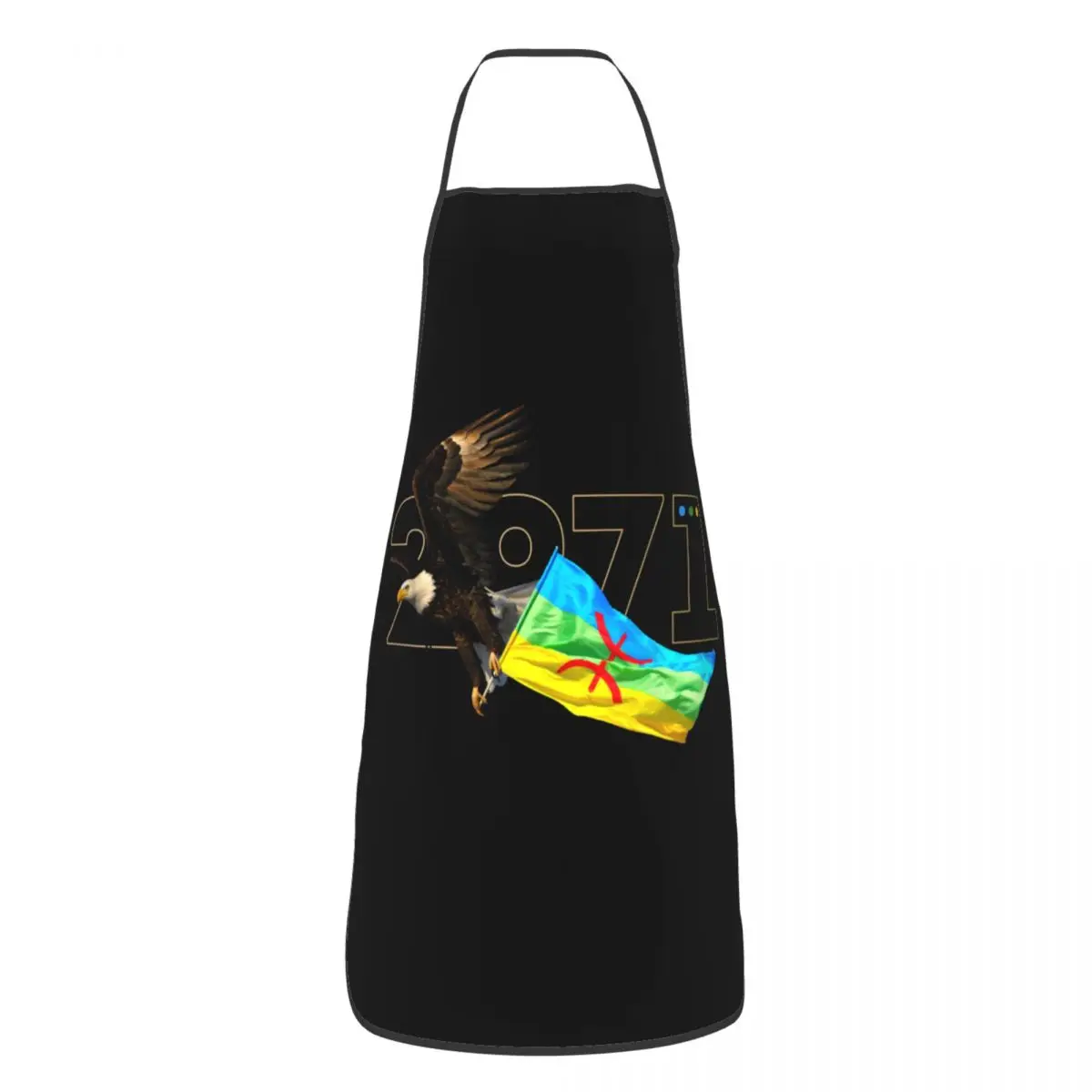 Custom Amazigh New Year 2971 Apron Women Men Unisex Bib Berber Flag Tifinagh Kitchen Cooking Tablier Cuisine Chef Baking