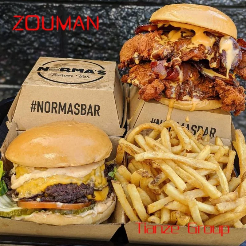 Embalagem Burger Box, Adequado para Chip French Fries Hot Dog Fried Chicken Hamburger