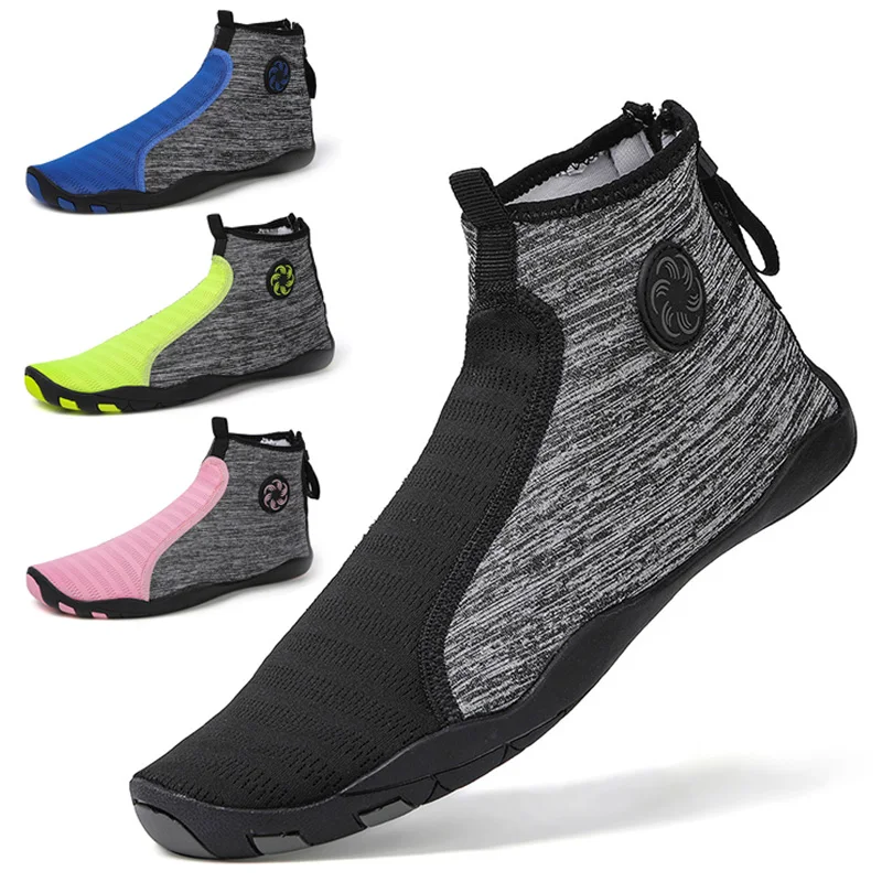 

New 35-46# Unisex High-Top Zipper Outdoor Beach Wading Shoes Women's Indoor Fitness Yoga Training Shoes Men's Swimming Shoes