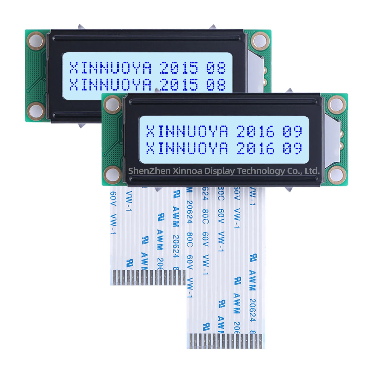 1602A-20-1A gray film black text HD44780 FPC45MM 16X2 1602 Small Character LCD LCM Blue Negative with White LED Backlight