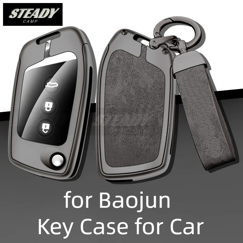 

Zinc Alloy Leather Car Key Case Cover Shell for Baojun rc6 rm5 rs3 Protection Remote Keychain Keyless Bag Auto Accessories