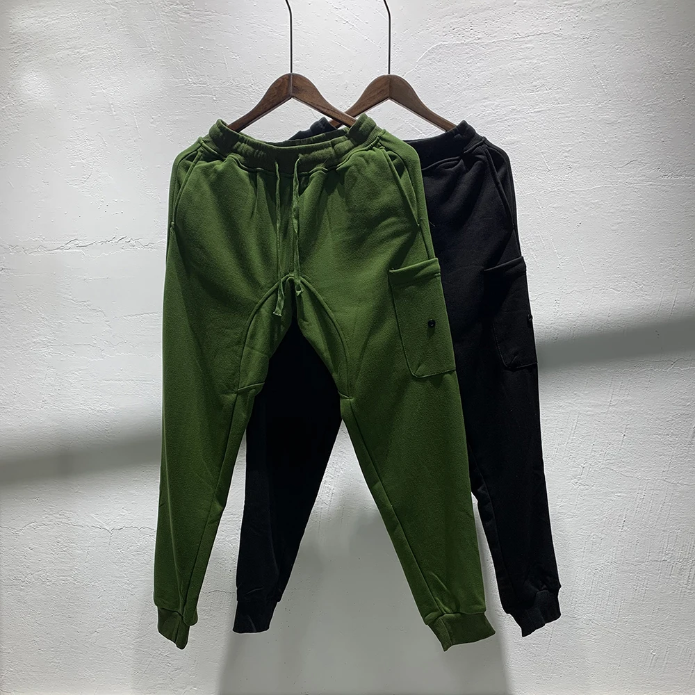 

Side Pocket Patch Embroidery Sweatpants Men Women Army Green Sweatpant Casual Cotton Casual Pants Men