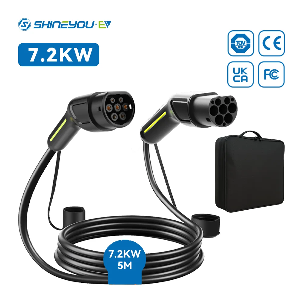 

Зарядное устройство Shineyou 32A AC CCS2 Type2 to Type2 для электромобилей, 3-фазный разъем (штекер-гнездо), IP54, IEC 62196-2, 3.6 кВт, 5 м