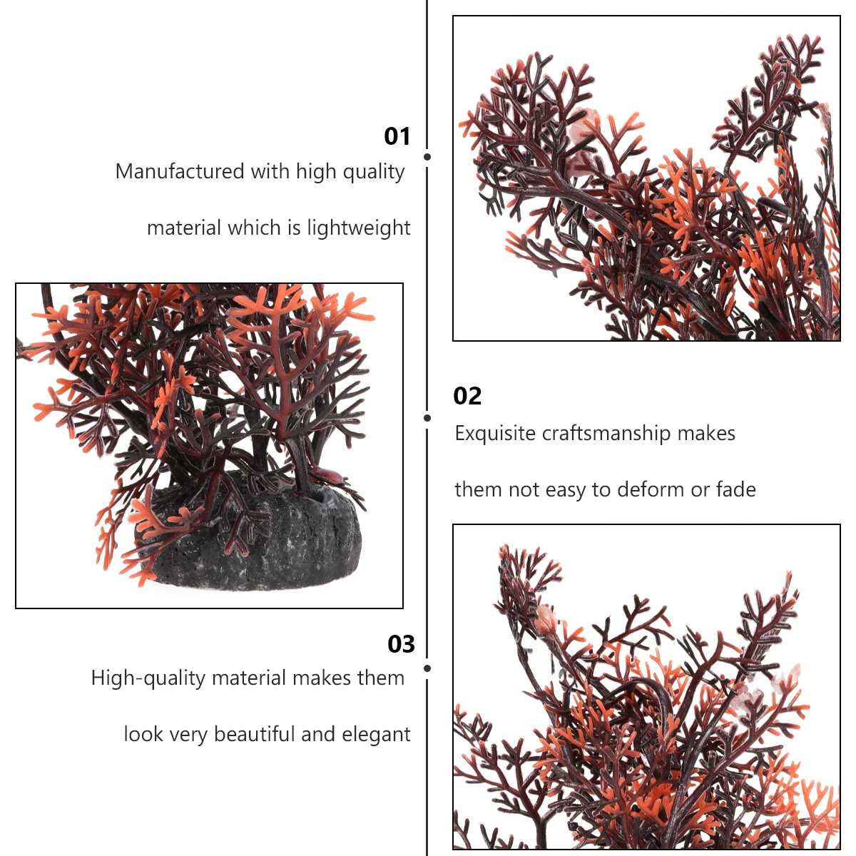 

2Pcs Simulated Aquatic Plants Decorative Plastic Underwater naments for Fish Tank Stable Base Colorful Grass Realistic Pet