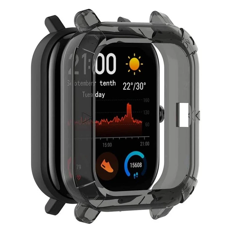 Watch Protector, Transparent TPU Anti-Scratch Protective Case Compatible with Xiaomi Huami Amazfit GTS- Black