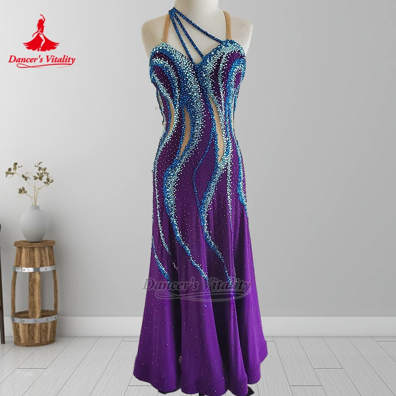 

Social Dance Sleeveless Waltz Professional Sling Dress Custom Dancer's Vitality Adult AB Stone Tango Quickstep Perform Clothing
