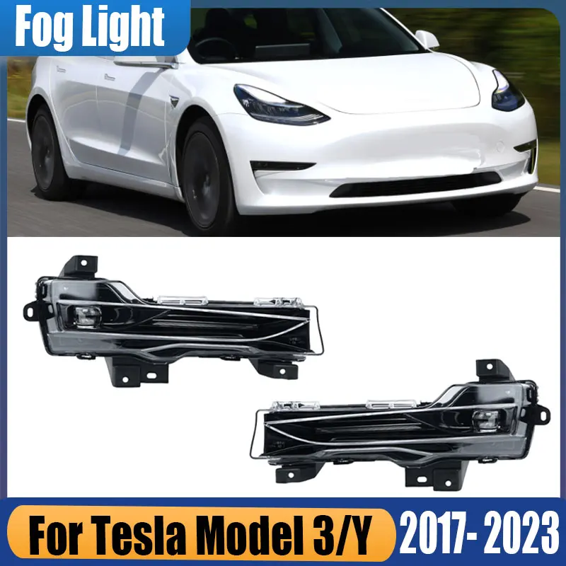 1077391 -00-E 1077392 -00-E Tesla Model 3/Y 2017-2023 자동차 액세서리 앞 범퍼 안개등 자동 주간 러닝 램프 신호 램프